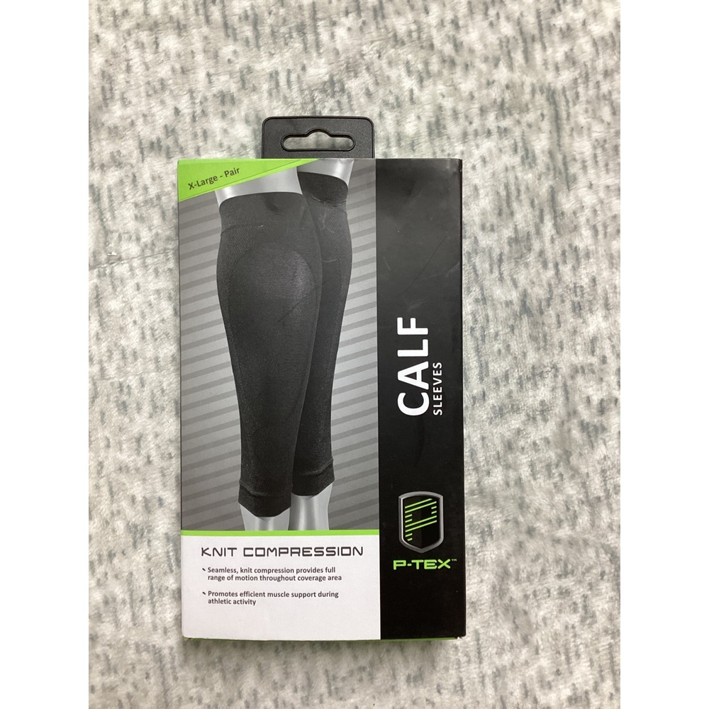 P-TEX Knit Compression Calf Sleeves Black XL P-TEXC400‎ Pair Muscle Support